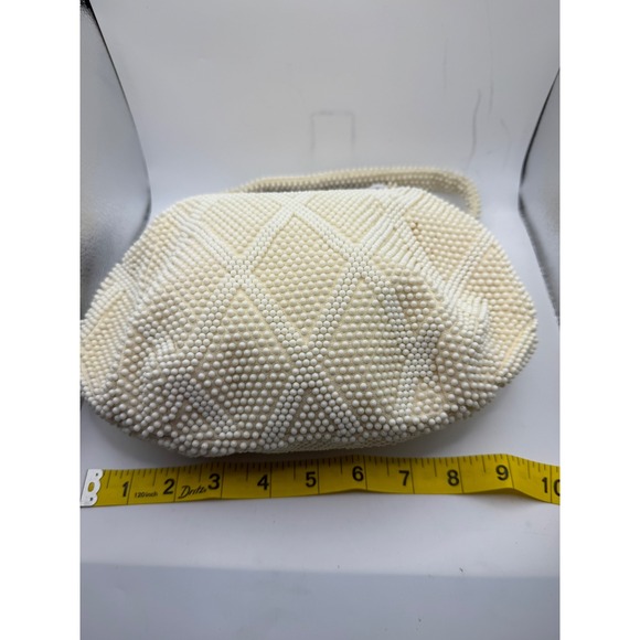 Vintage Marchi for Macy's Beaded Handbag White Geometric Diamond Made in Japan - Picture 4 of 8